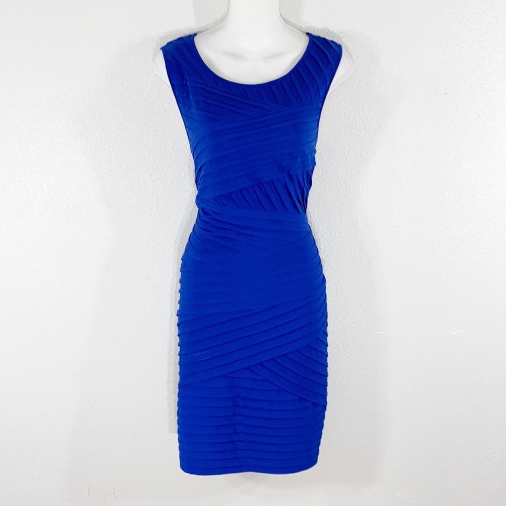 Calvin Klein blue bandage sheath stretch dress